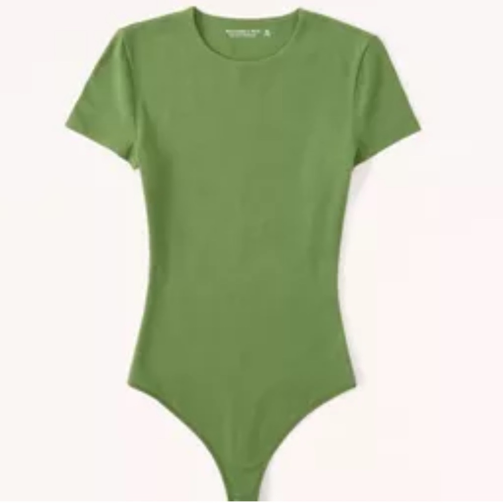 Abercrombie & Fitch Short Sleeve Cotton Blend Seamless Fabric Crew Bodysuit